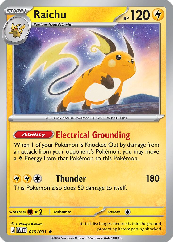 Raichu (019/091) (Theme Deck Exclusive) [Scarlet & Violet: Paldean Fates] | Dumpster Cat Games