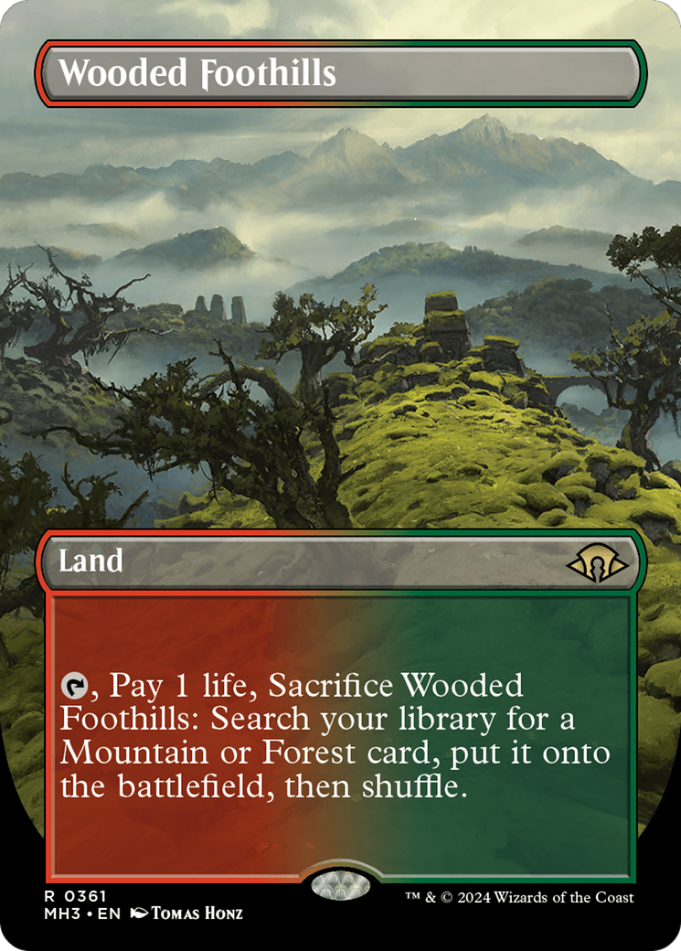 Wooded Foothills (Borderless) [Modern Horizons 3] | Dumpster Cat Games