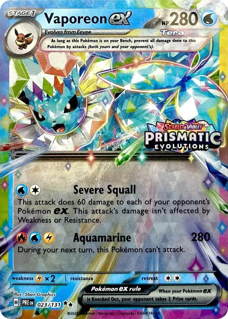 Vaporeon ex (023/131) (Prismatic Evolutions Stamp) [Scarlet & Violet: Prismatic Evolutions] | Dumpster Cat Games