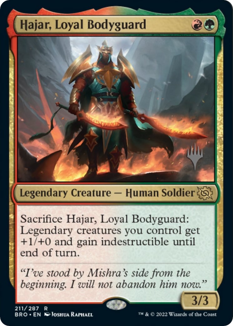 Hajar, Loyal Bodyguard (Promo Pack) [The Brothers' War Promos] | Dumpster Cat Games