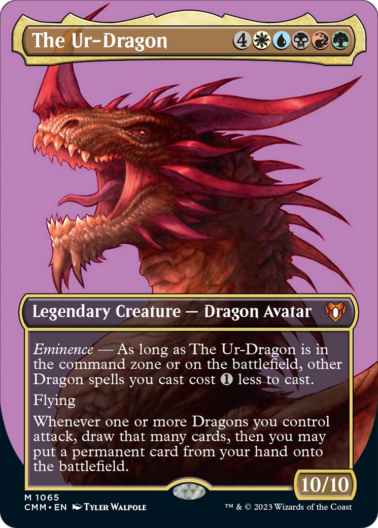 The Ur-Dragon (Borderless Textured Foil Frame Break) [Commander Masters] | Dumpster Cat Games