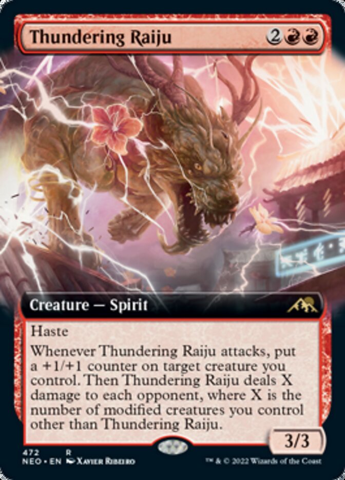 Thundering Raiju (Extended Art) [Kamigawa: Neon Dynasty] | Dumpster Cat Games