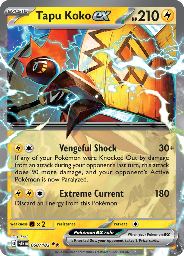 Tapu Koko ex (068/182) [Scarlet & Violet: Paradox Rift] | Dumpster Cat Games