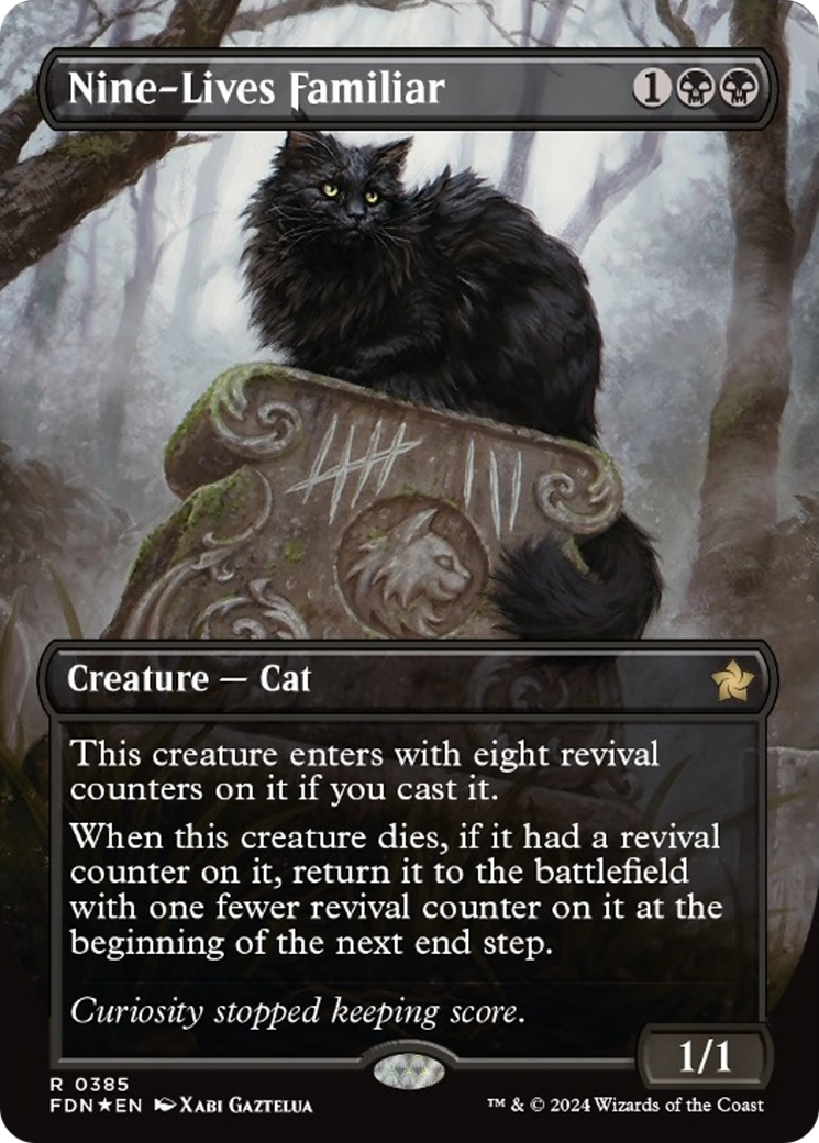 Nine-Lives Familiar (Borderless Mana Foil) [Foundations] | Dumpster Cat Games