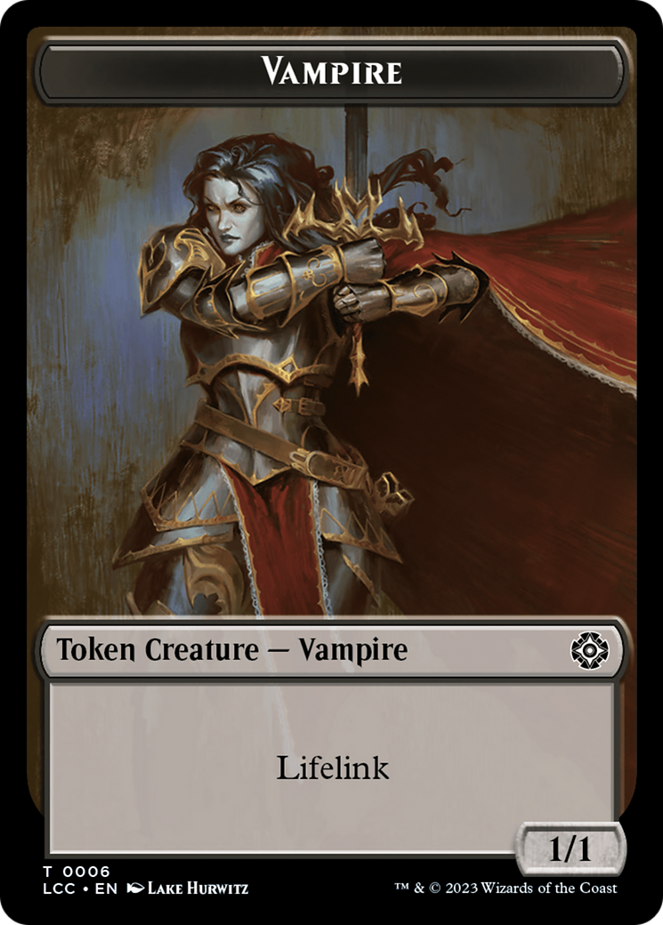 Vampire (0006) // Vampire Demon Double-Sided Token [The Lost Caverns of Ixalan Commander Tokens] | Dumpster Cat Games