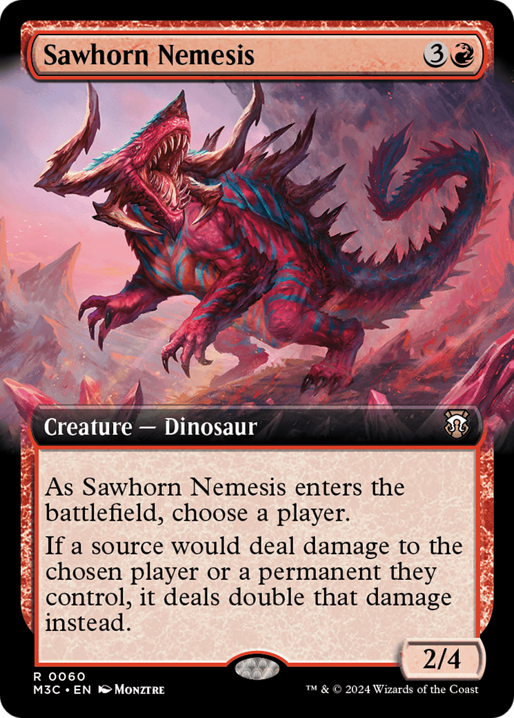 Sawhorn Nemesis (Extended Art) (Ripple Foil) [Modern Horizons 3 Commander] | Dumpster Cat Games