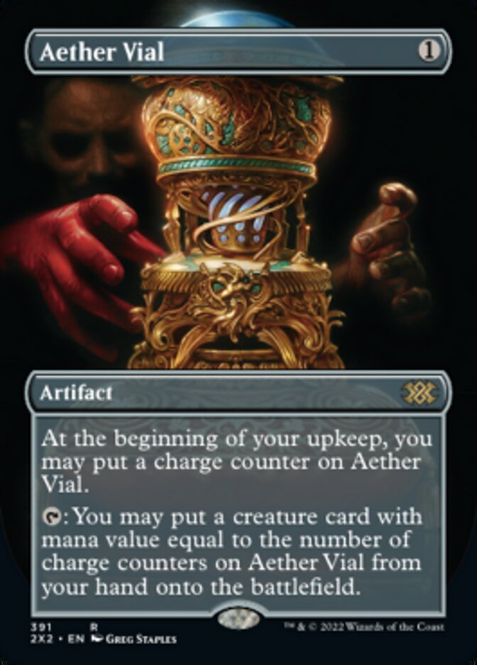 Aether Vial (Borderless Alternate Art) [Double Masters 2022] | Dumpster Cat Games