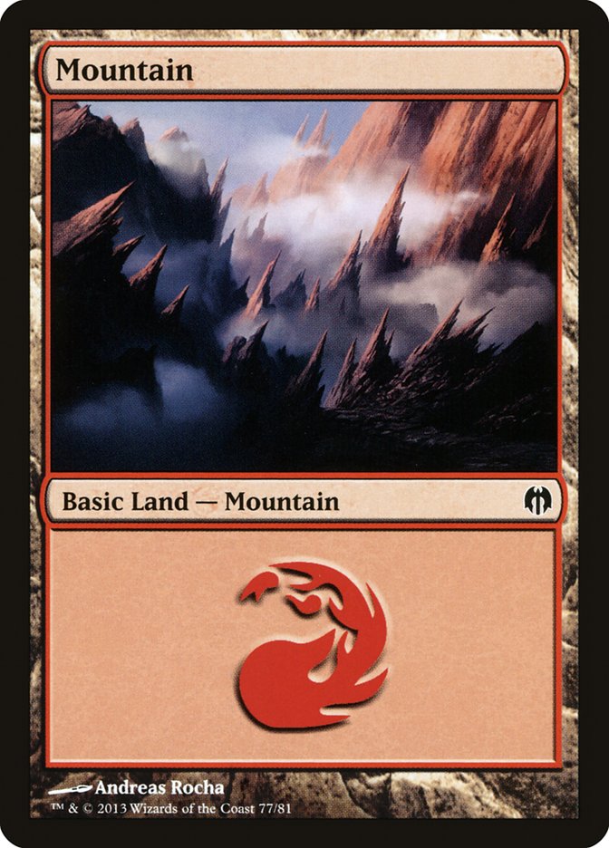 Mountain (77) [Duel Decks: Heroes vs. Monsters] | Dumpster Cat Games