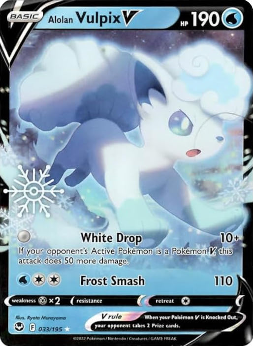 Alolan Vulpix V (033/195) (Holiday Calendar) [Sword & Shield: Silver Tempest] | Dumpster Cat Games