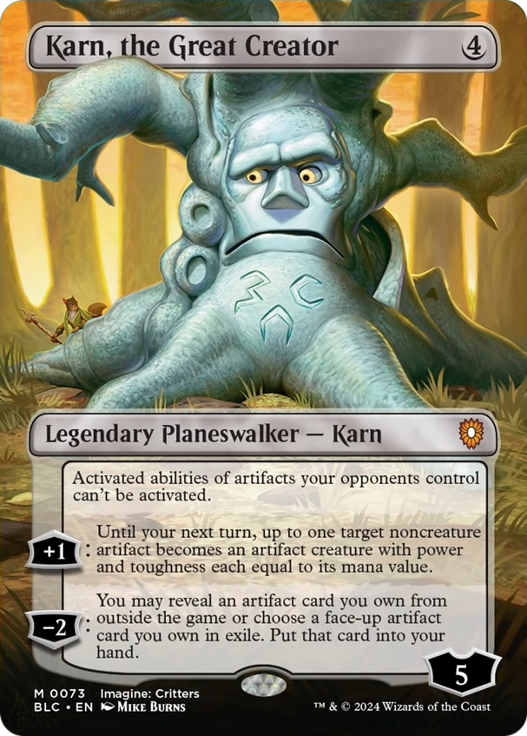 Karn, the Great Creator (Borderless) [Bloomburrow Commander] | Dumpster Cat Games