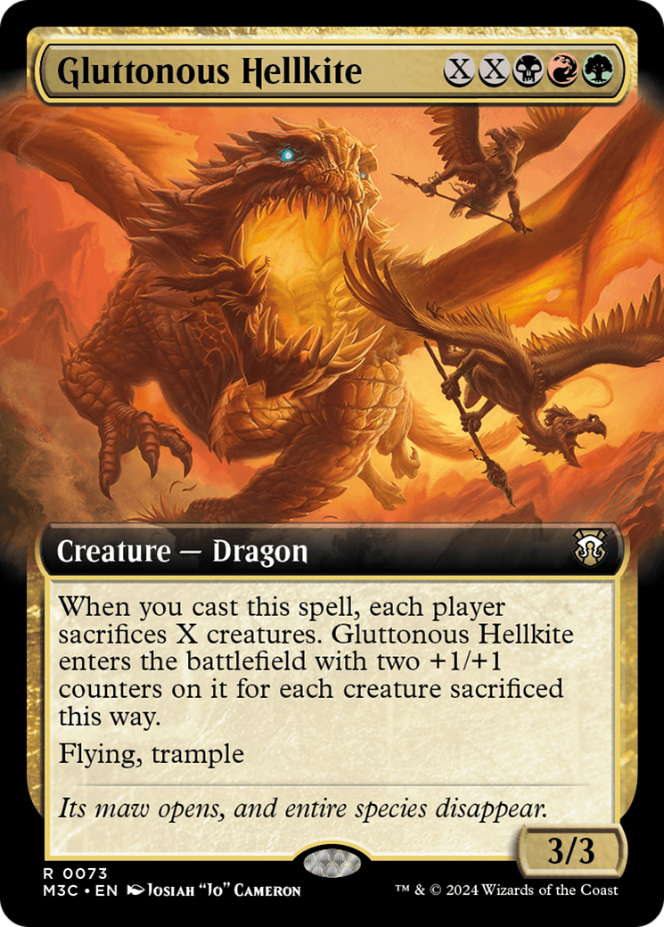 Gluttonous Hellkite (Extended Art) (Ripple Foil) [Modern Horizons 3 Commander] | Dumpster Cat Games