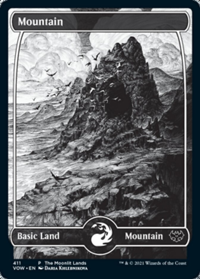 Mountain (The Moonlit Lands) (Foil Etched) [Innistrad: Crimson Vow Promos] | Dumpster Cat Games