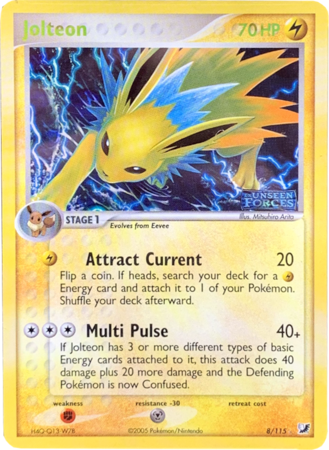 Jolteon (8/115) (Stamped) [EX: Unseen Forces] | Dumpster Cat Games