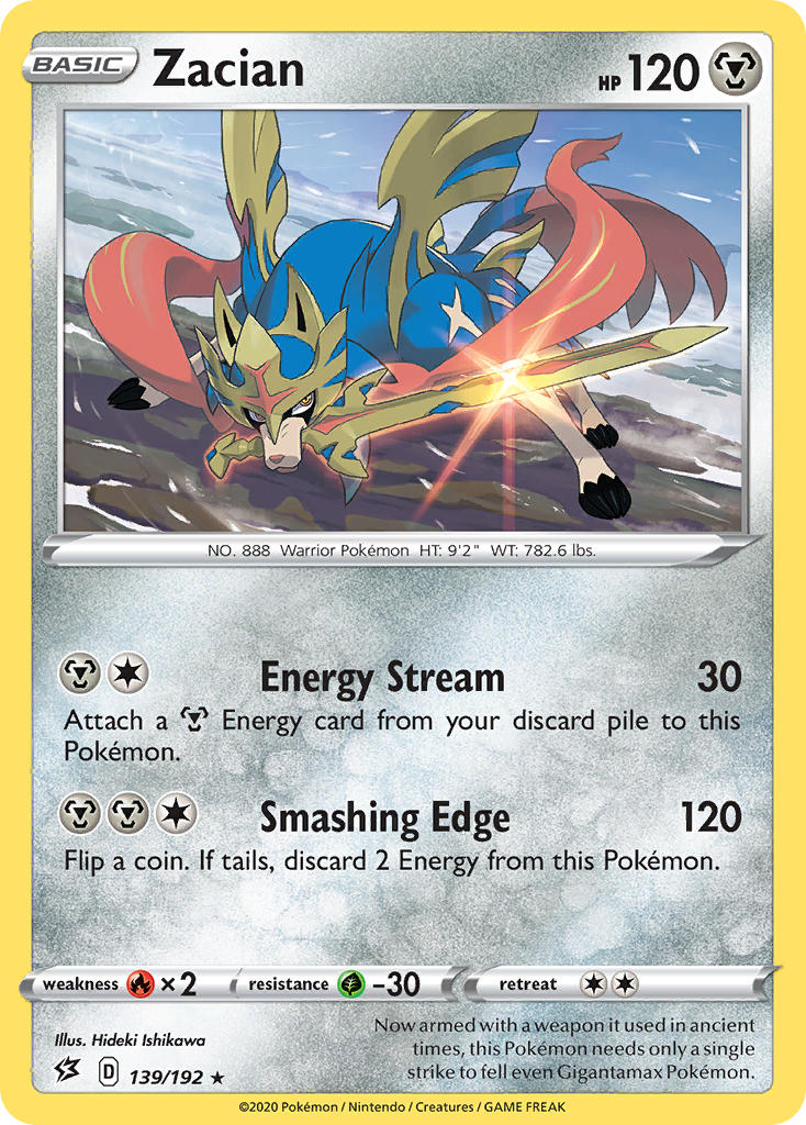 Zacian (139/192) (Cracked Ice Holo) (Theme Deck Exclusives) [Sword & Shield: Rebel Clash] | Dumpster Cat Games