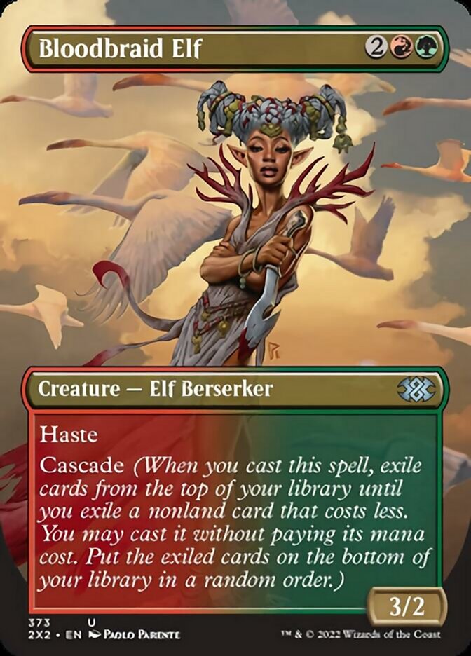 Bloodbraid Elf (Borderless Alternate Art) [Double Masters 2022] | Dumpster Cat Games