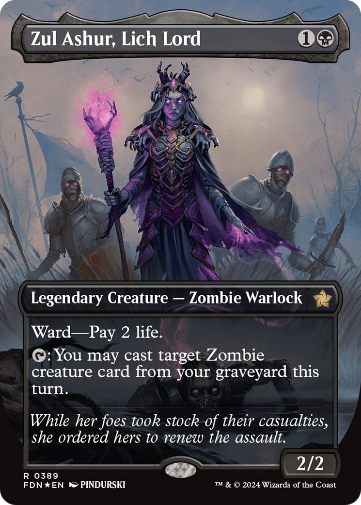 Zul Ashur, Lich Lord (Borderless) (Mana Foil) [Foundations] | Dumpster Cat Games