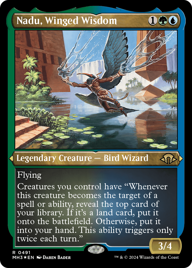 Nadu, Winged Wisdom (Foil Etched) [Modern Horizons 3] | Dumpster Cat Games