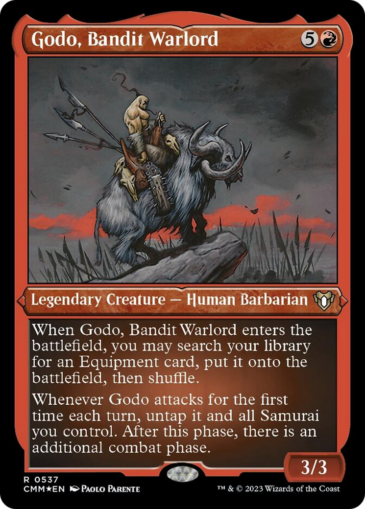 Godo, Bandit Warlord (Foil Etched) [Commander Masters] | Dumpster Cat Games