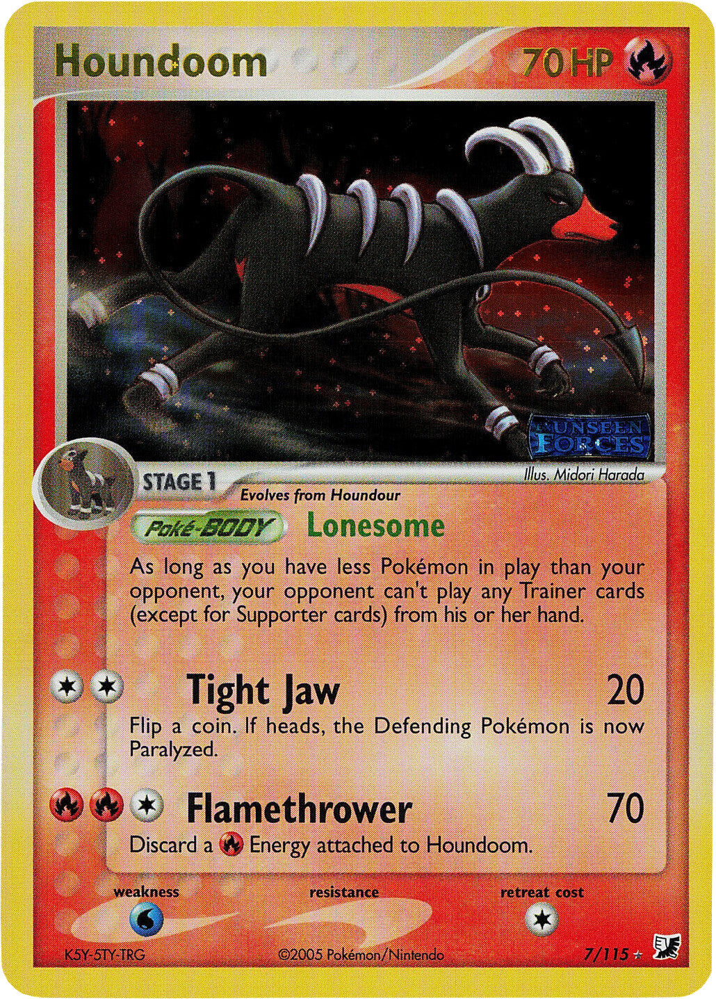 Houndoom (7/115) (Stamped) [EX: Unseen Forces] | Dumpster Cat Games