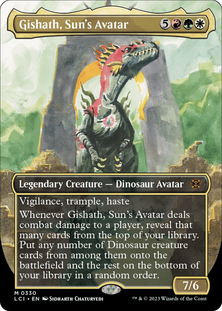 Gishath, Sun's Avatar (Borderless) [The Lost Caverns of Ixalan] | Dumpster Cat Games