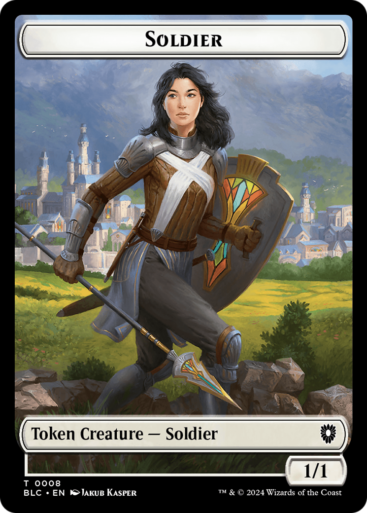 Human // Soldier Double-Sided Token [Bloomburrow Commander Tokens] | Dumpster Cat Games