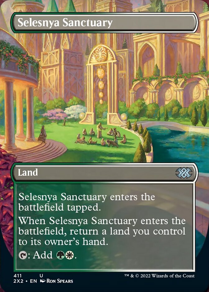 Selesnya Sanctuary (Borderless Alternate Art) [Double Masters 2022] | Dumpster Cat Games