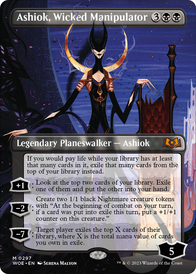 Ashiok, Wicked Manipulator (Borderless Alternate Art) [Wilds of Eldraine] | Dumpster Cat Games