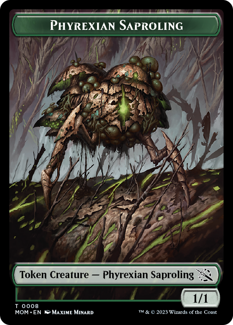 Warrior // Phyrexian Saproling Double-Sided Token [March of the Machine Tokens] | Dumpster Cat Games