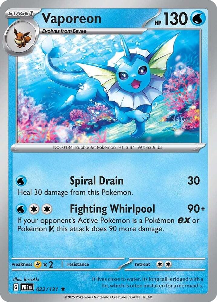 Vaporeon (022/131) [Scarlet & Violet: Prismatic Evolutions] | Dumpster Cat Games