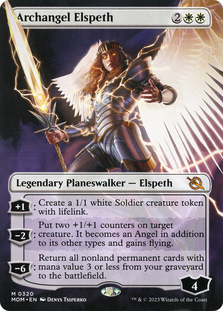 Archangel Elspeth (Borderless Alternate Art) [March of the Machine] | Dumpster Cat Games