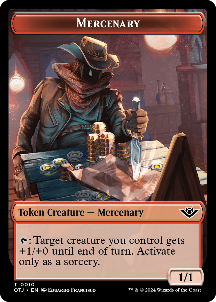 Mercenary // Blood Double-Sided Token [Outlaws of Thunder Junction Tokens] | Dumpster Cat Games