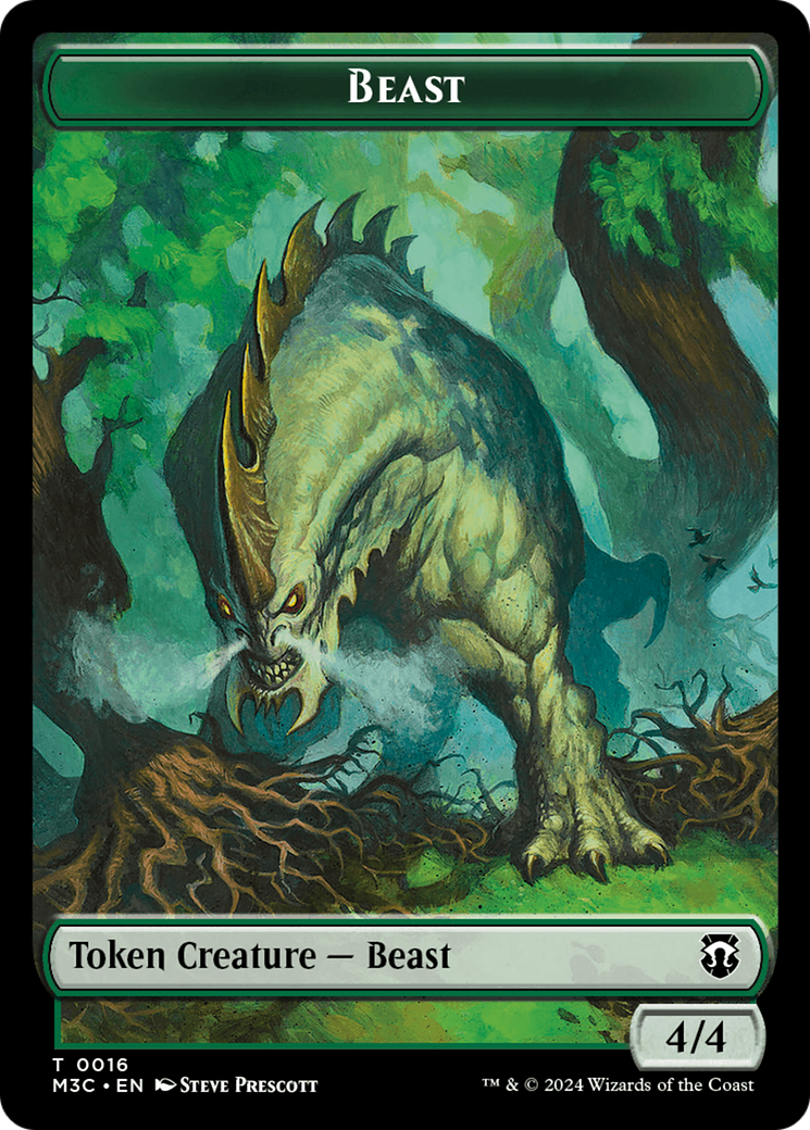 Elephant (Ripple Foil) // Beast (0016) Double-Sided Token [Modern Horizons 3 Commander Tokens] | Dumpster Cat Games