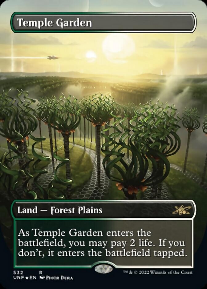 Temple Garden (Borderless) (Galaxy Foil) [Unfinity] | Dumpster Cat Games