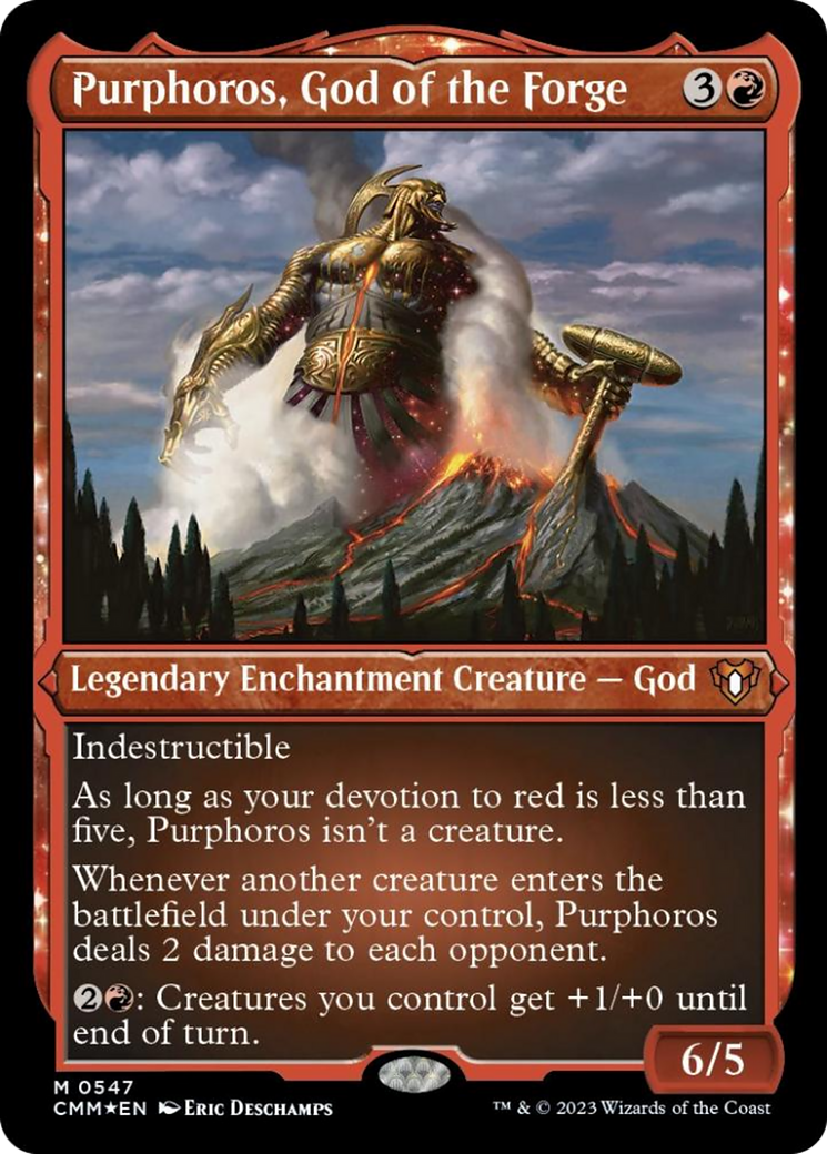 Purphoros, God of the Forge (Foil Etched) [Commander Masters] | Dumpster Cat Games