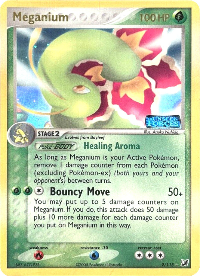 Meganium (9/115) (Stamped) [EX: Unseen Forces] | Dumpster Cat Games