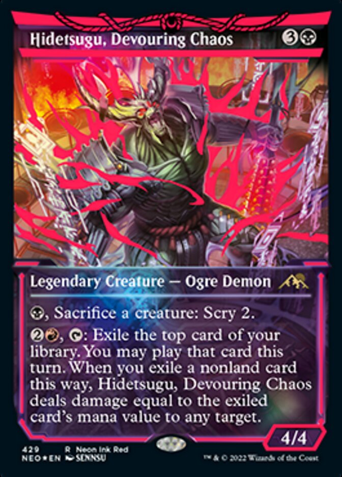 Hidetsugu, Devouring Chaos (Neon Ink Red) [Kamigawa: Neon Dynasty] | Dumpster Cat Games