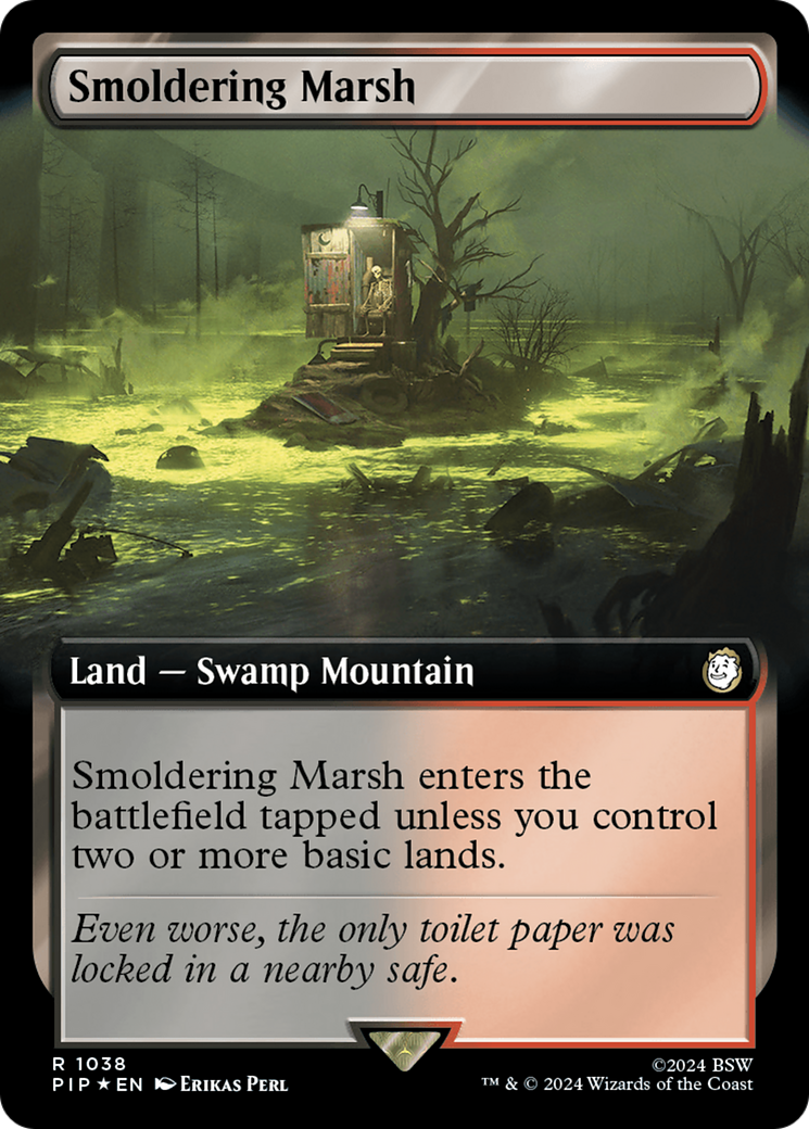 Smoldering Marsh (Extended Art) (Surge Foil) [Fallout] | Dumpster Cat Games