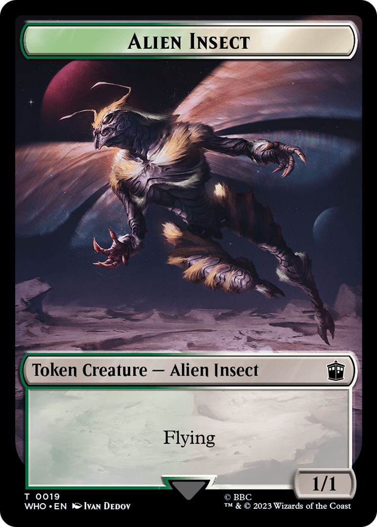 Alien Angel // Alien Insect Double-Sided Token [Doctor Who Tokens] | Dumpster Cat Games