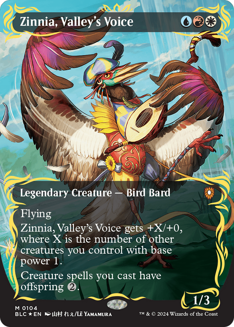 Zinnia, Valley's Voice (Borderless) (Raised Foil) [Bloomburrow Commander] | Dumpster Cat Games