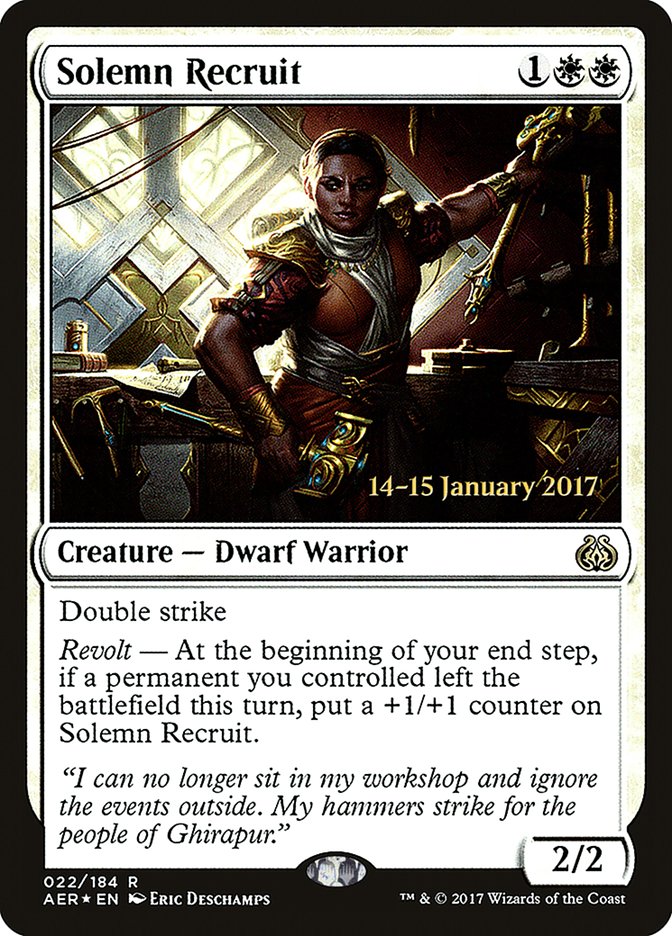 Solemn Recruit [Aether Revolt Prerelease Promos] | Dumpster Cat Games