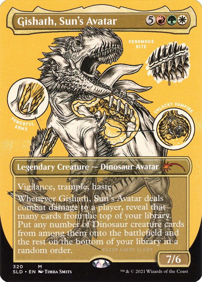 Gishath, Sun's Avatar (Borderless Foil Etched) [Secret Lair Drop Series] | Dumpster Cat Games