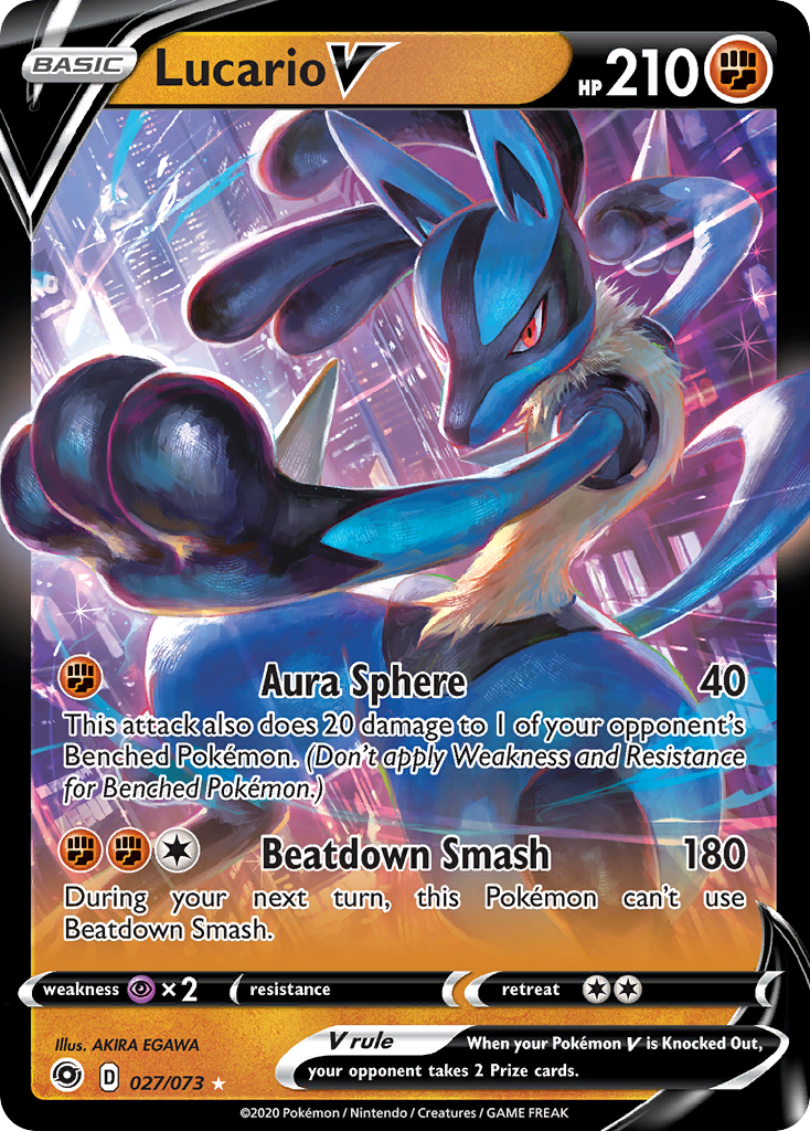 Lucario V (027/073) (Intro Deck) [Sword & Shield: Champion's Path] | Dumpster Cat Games