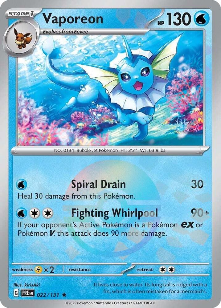 Vaporeon (022/131) (Poke Ball Pattern) [Scarlet & Violet: Prismatic Evolutions] | Dumpster Cat Games