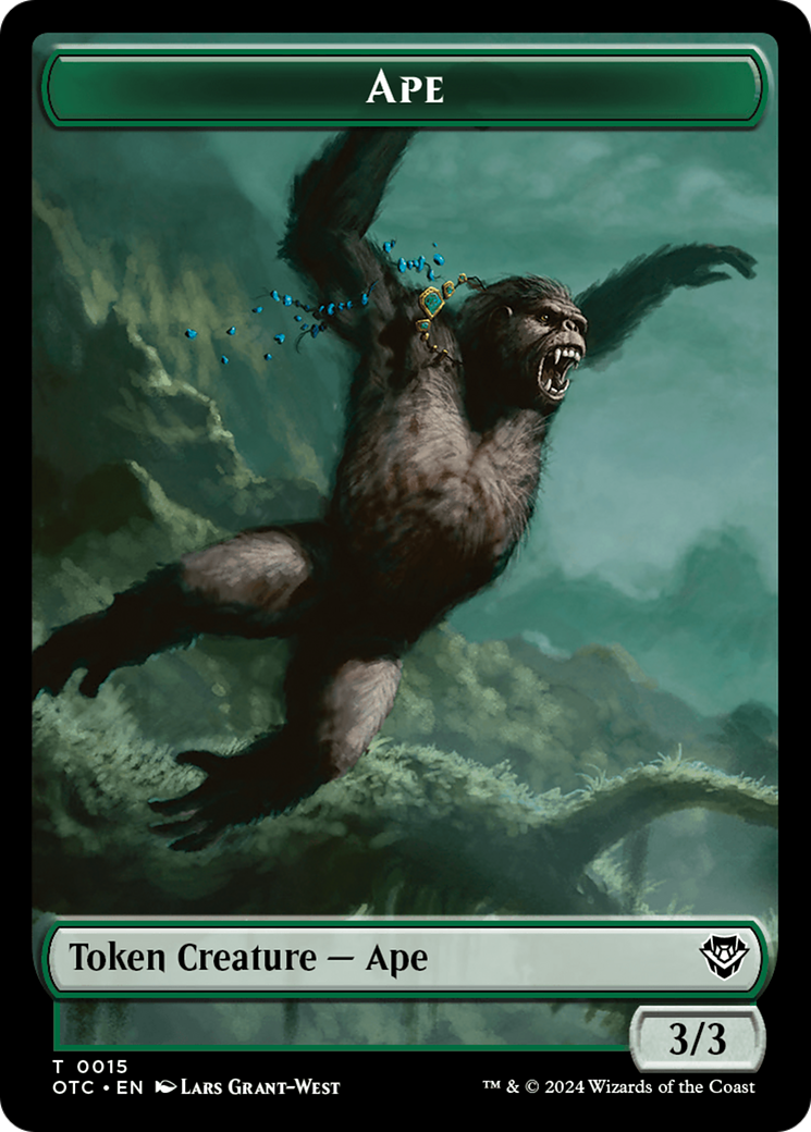 Ape // Shark Double-Sided Token [Outlaws of Thunder Junction Commander Tokens] | Dumpster Cat Games