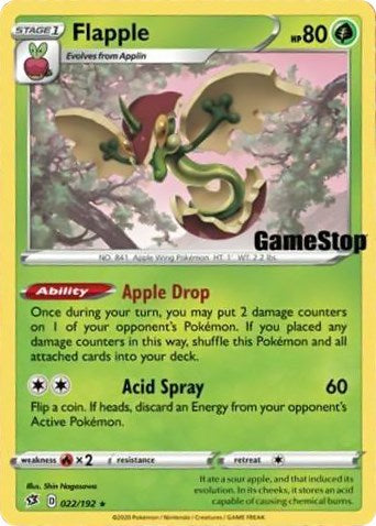 Flapple (022/192) (GameStop Exclusive) [Sword & Shield: Rebel Clash] | Dumpster Cat Games