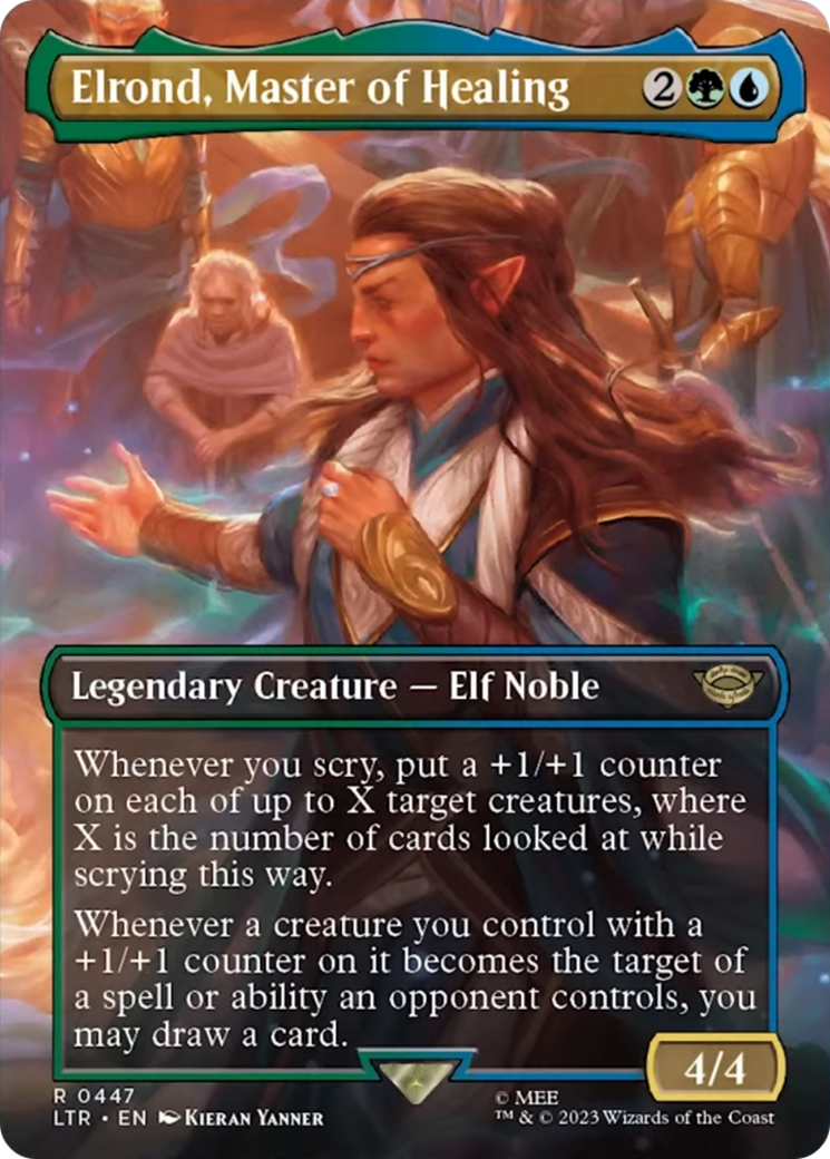 Elrond, Master of Healing (Borderless Alternate Art) [The Lord of the Rings: Tales of Middle-Earth] | Dumpster Cat Games