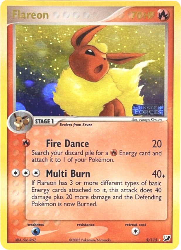 Flareon (5/115) (Stamped) [EX: Unseen Forces] | Dumpster Cat Games