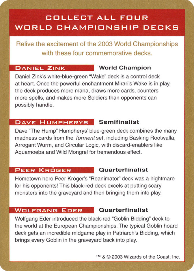 2003 World Championships Ad [World Championship Decks 2003] | Dumpster Cat Games