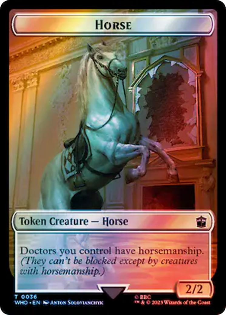 Horse // Alien Salamander Double-Sided Token (Surge Foil) [Doctor Who Tokens] | Dumpster Cat Games