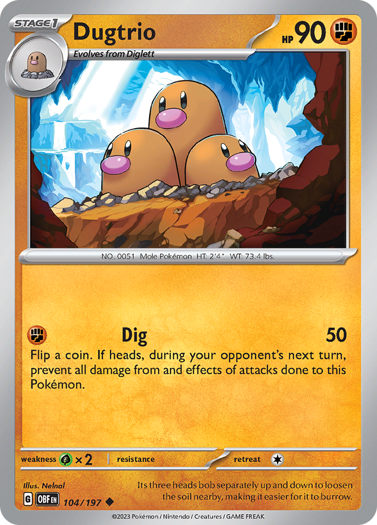 Dugtrio (104/197) [Scarlet & Violet: Obsidian Flames] | Dumpster Cat Games